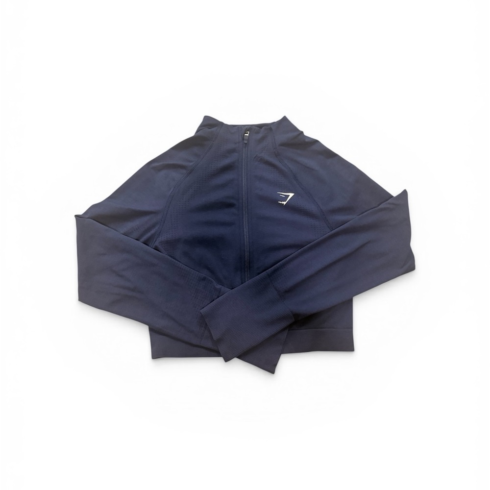 Gymshark Vital Navy Full-Zip Crop Jacket